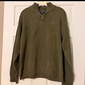 Izod Men's Size Large Knit Sweater Pullover Olive Green Classiccore Casual
